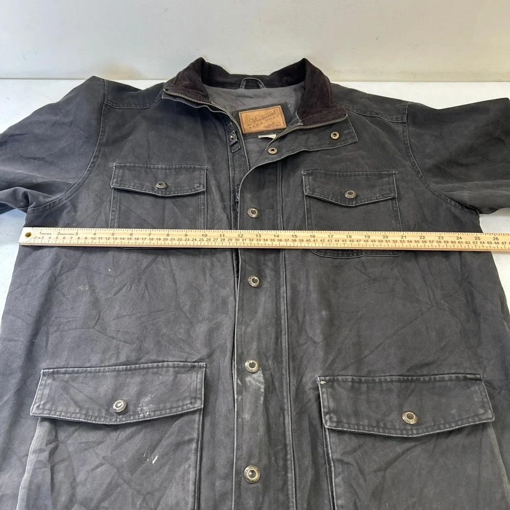 Vermont Barn Coat Mens XL Faded Black Canvas Fleece Lined Corduroy Field Jacket